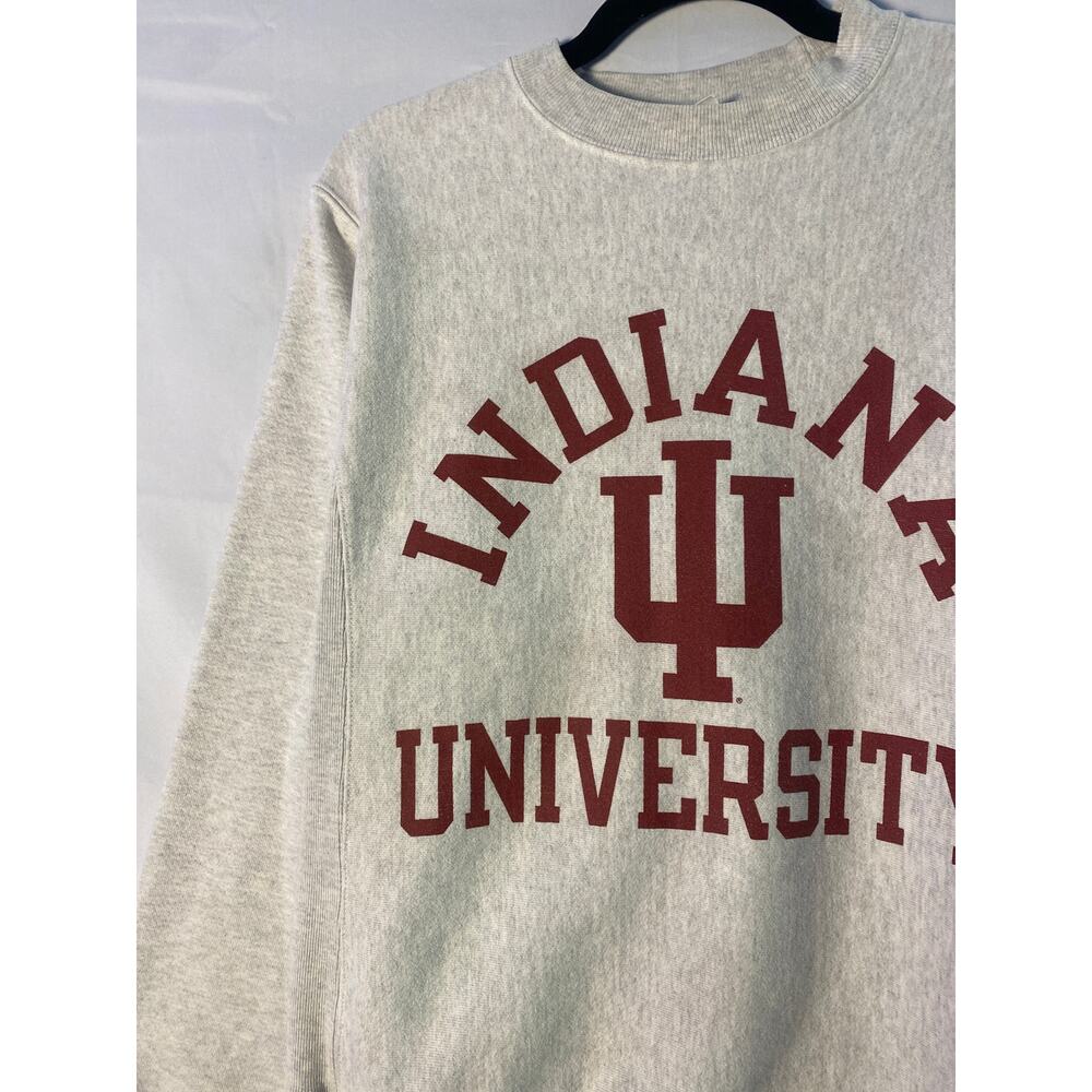 Champion Indiana University Crewneck Gray Sweatshirt Men's Small Reverse Weave - Picture 2 of 4